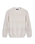 Mens Sweater Knit Crewneck Cotton Acrylic Recycled Cotton Contrast Color Blocks Mixed Textures Medium Gauge - Raw 63_691H004_CRU110103_3