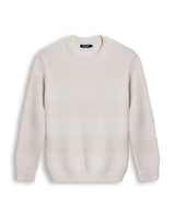 Mens Sweater Knit Crewneck Cotton Acrylic Recycled Cotton Contrast Color Blocks Mixed Textures Medium Gauge - Raw 63_691H004_CRU110103_3