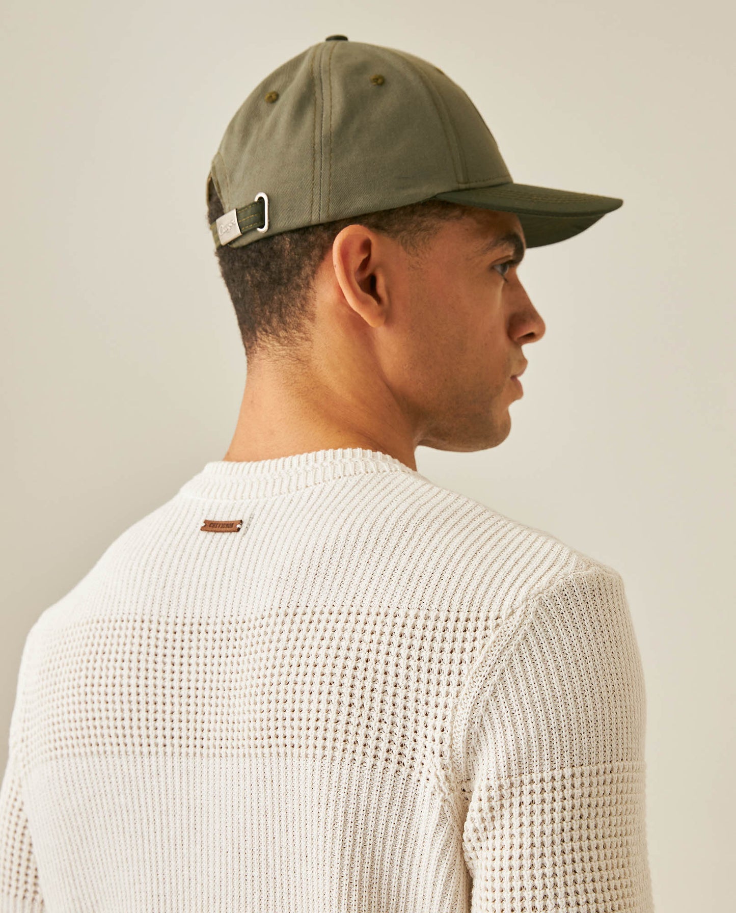 Mens Sweater Knit Crewneck Cotton Acrylic Recycled Cotton Contrast Color Blocks Mixed Textures Medium Gauge - Raw 63_691H004_CRU110103_7