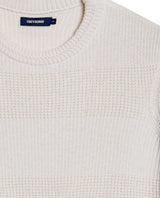 Mens Sweater Knit Crewneck Cotton Acrylic Recycled Cotton Contrast Color Blocks Mixed Textures Medium Gauge - Raw 63_691H004_CRU110103_8