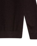 Mens Sweater Knit Crewneck Cotton Pure Subtle Texture Contrasts Jersey Top Links Bottom Horizontal Channels Leather Label - Brown 63_691H005_CAF191325_8