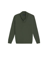 Mens Sweater Knit Shawl Collar Crossover Cotton Acrylic Recycled Cotton Textured Ribbed Heathered Light Gauge - Green 63_691H007_VER190622_3