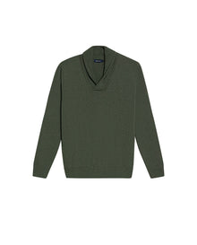 Mens Sweater Knit Shawl Collar Crossover Cotton Acrylic Recycled Cotton Textured Ribbed Heathered Light Gauge - Green 63_691H007_VER190622_3