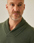 Mens Sweater Knit Shawl Collar Crossover Cotton Acrylic Recycled Cotton Textured Ribbed Heathered Light Gauge - Green 63_691H007_VER190622_5