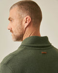 Mens Sweater Knit Shawl Collar Crossover Cotton Acrylic Recycled Cotton Textured Ribbed Heathered Light Gauge - Green 63_691H007_VER190622_7