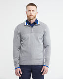 PULL À COL MONTANT ZIPPÉ EN TRICOT GRIS ET BLEU