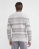 PULL COL ROND RAYÉ BLANC ET GRIS