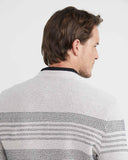 PULL COL ROND RAYÉ BLANC ET GRIS