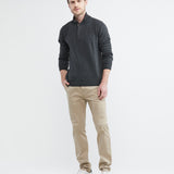 HENLY KNIT SWEATER WITH SUEDE ELBOW PATCHES IN GREY