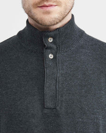 HENLY KNIT SWEATER WITH SUEDE ELBOW PATCHES IN GRAY