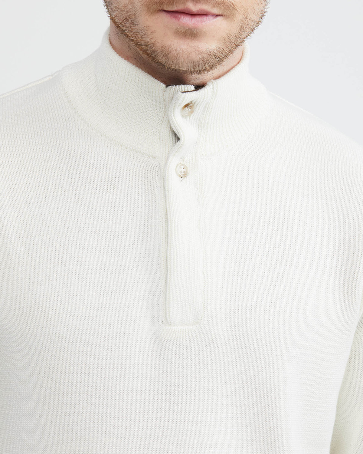 HENLY KNIT SWEATER WITH SUEDE ELBOW PATCHES IN WHITE