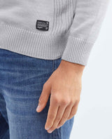 Men's Crew Neck Sweater Jersey Knit Ribbed Side Details 100% Cotton - 4