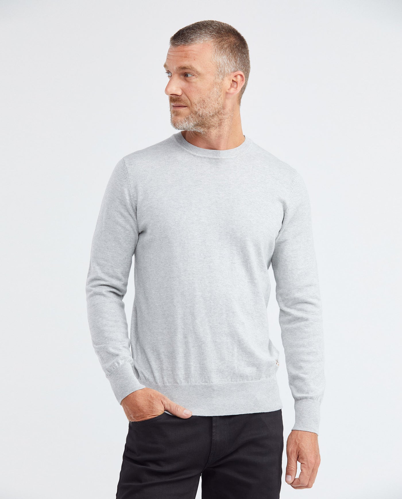 Men's Basic Crew Neck Sweater Full Fashion Heather Fiber Color Duck Cotton - 1