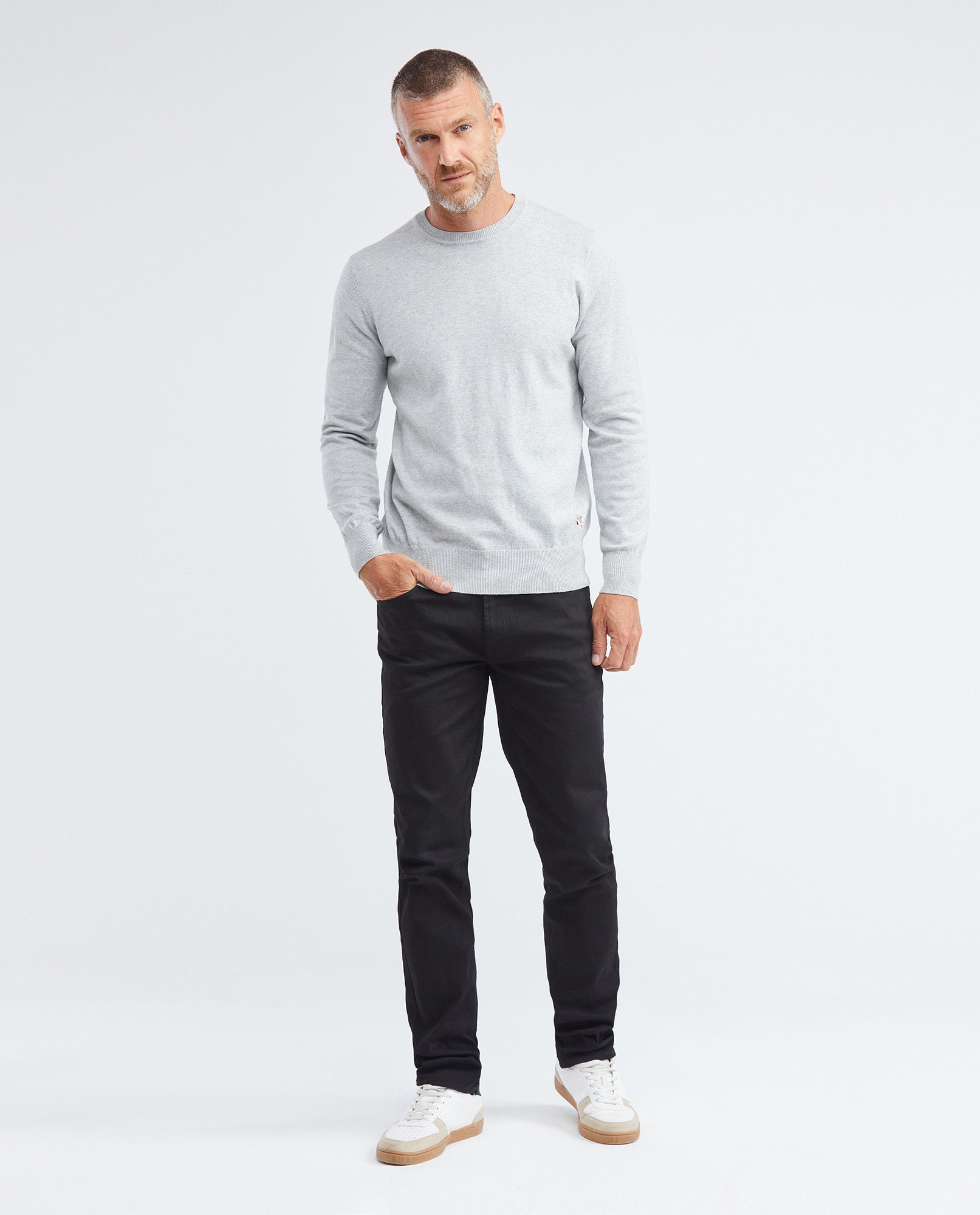 Men's Basic Crew Neck Sweater Full Fashion Heather Fiber Color Duck Cotton - 2