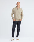 Men's Shawl Collar Sweater Crossed Ribbed 2-Button Jersey Melange - 2
