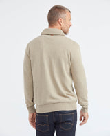 Men's Shawl Collar Sweater Crossed Ribbed 2-Button Jersey Melange - 4