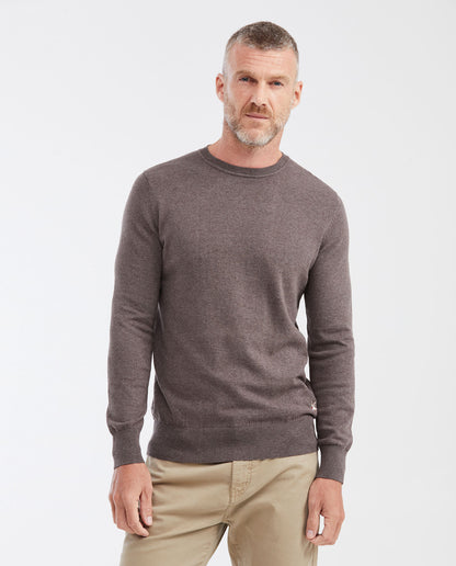 Men's Knitted Crew Neck Sweater - Brown - 1
