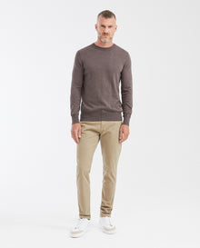 Men's Knitted Crew Neck Sweater - Brown - 2