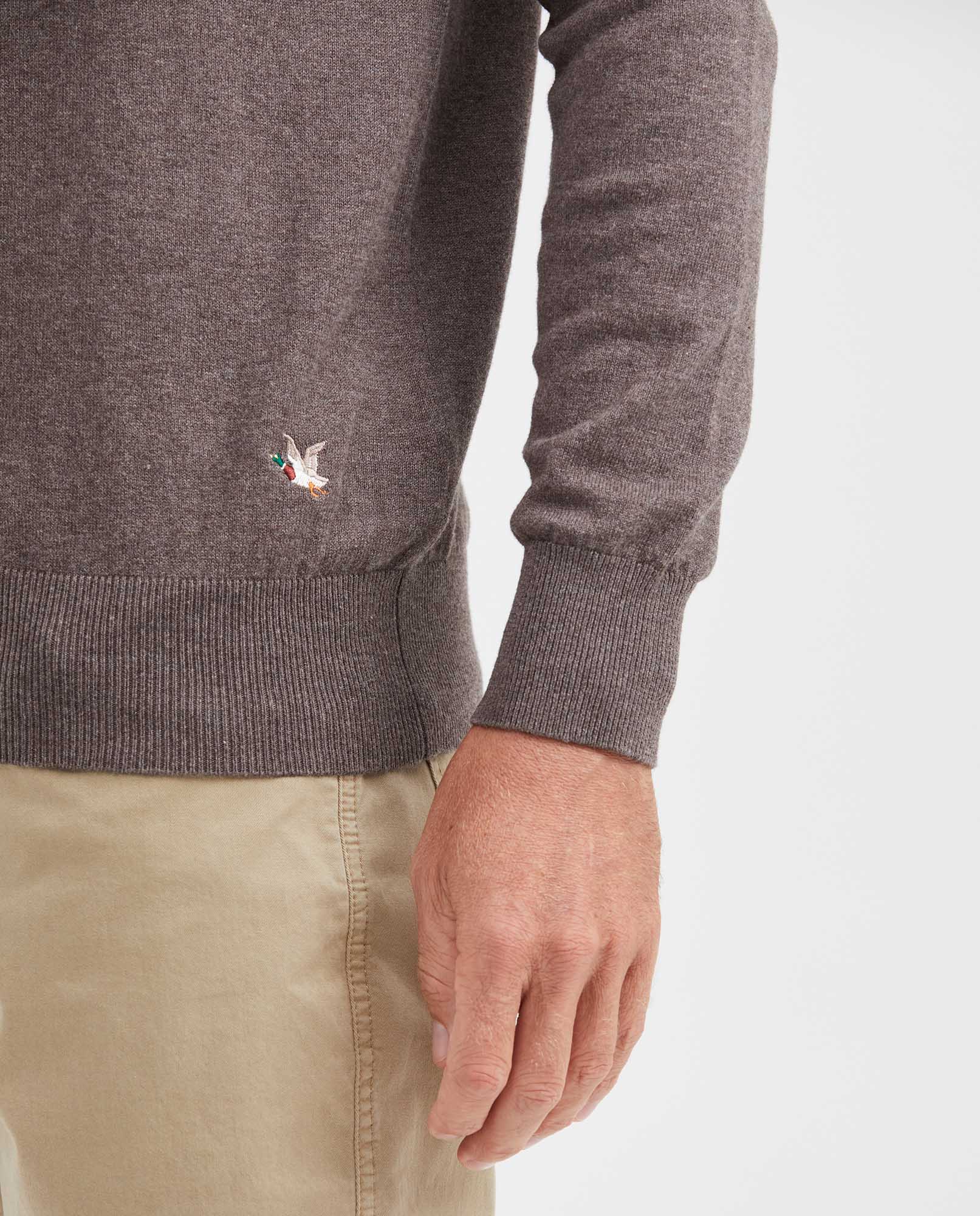 Men's Knitted Crew Neck Sweater - Brown - 3