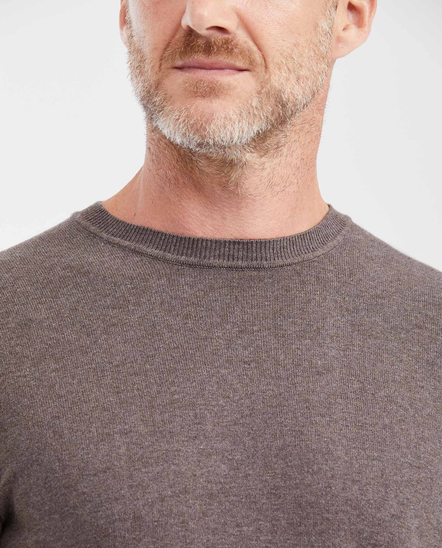 Men's Knitted Crew Neck Sweater - Brown - 4