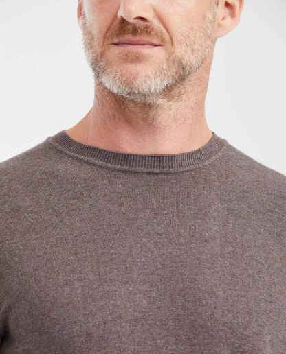 Men's Knitted Crew Neck Sweater - Brown - 4