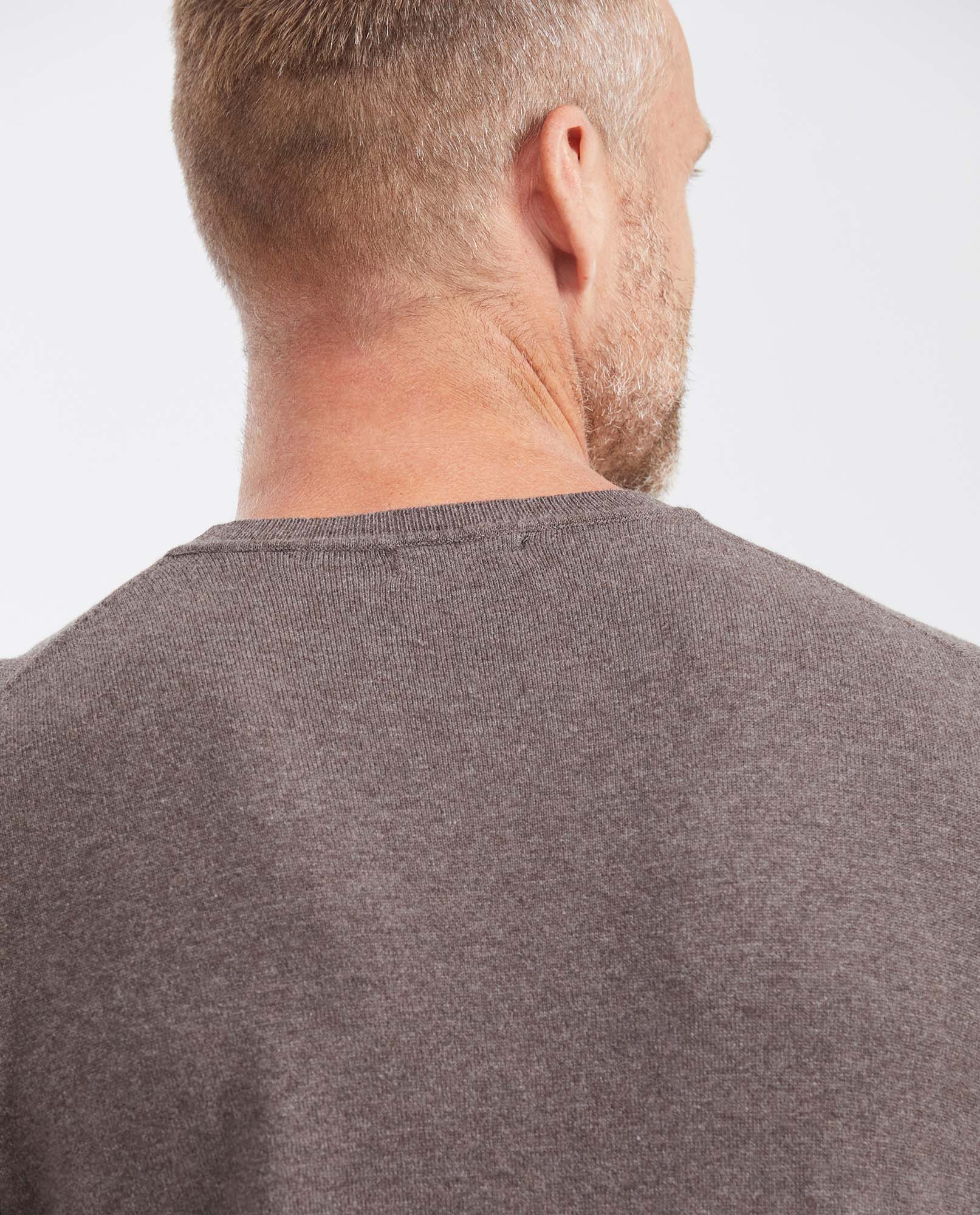 Men's Knitted Crew Neck Sweater - Brown - 6