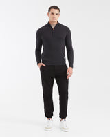 Men's Lightweight Cotton Heather mandarin Collar Half-Zip Sweater - 2