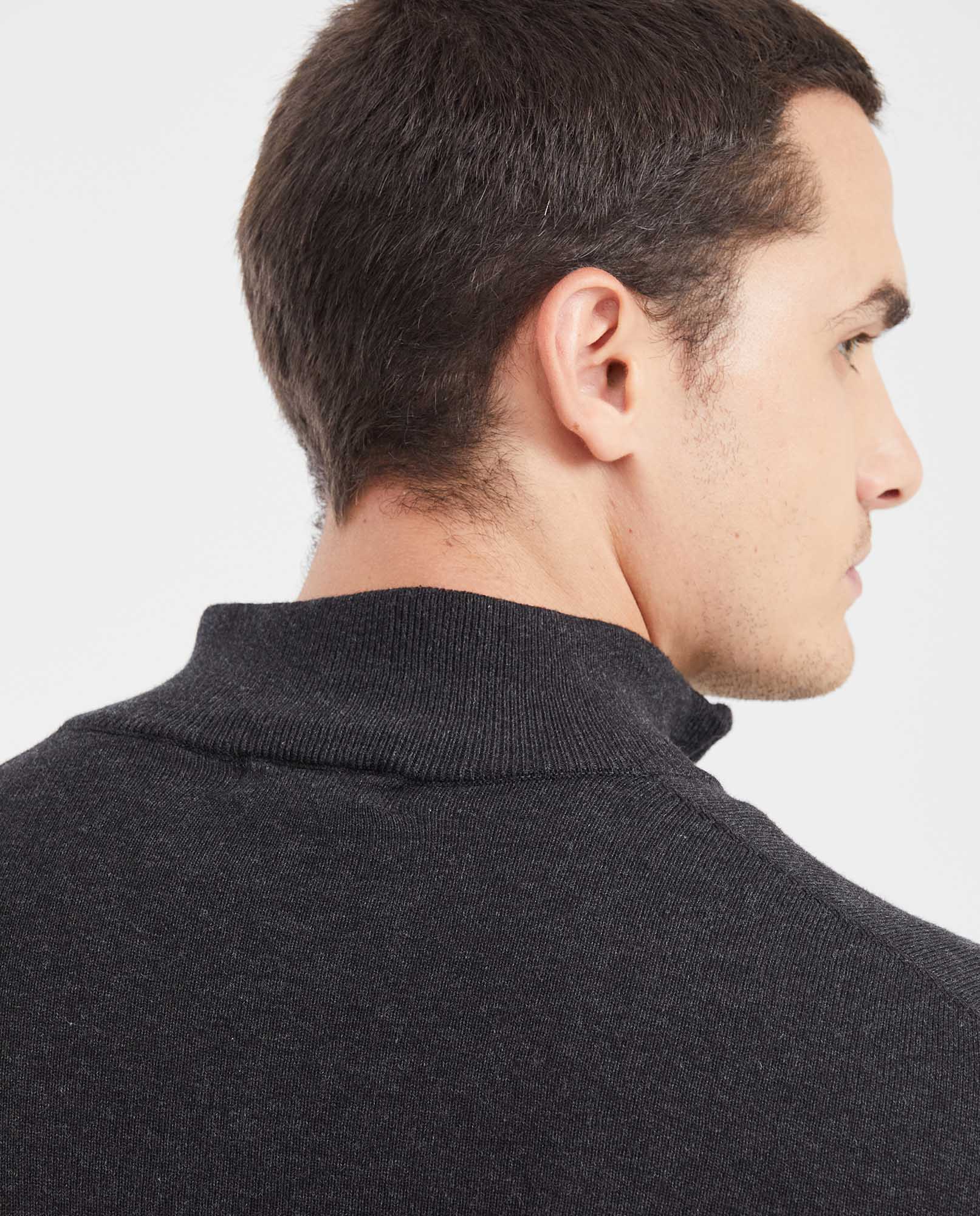 Men's Lightweight Cotton Heather mandarin Collar Half-Zip Sweater - 5