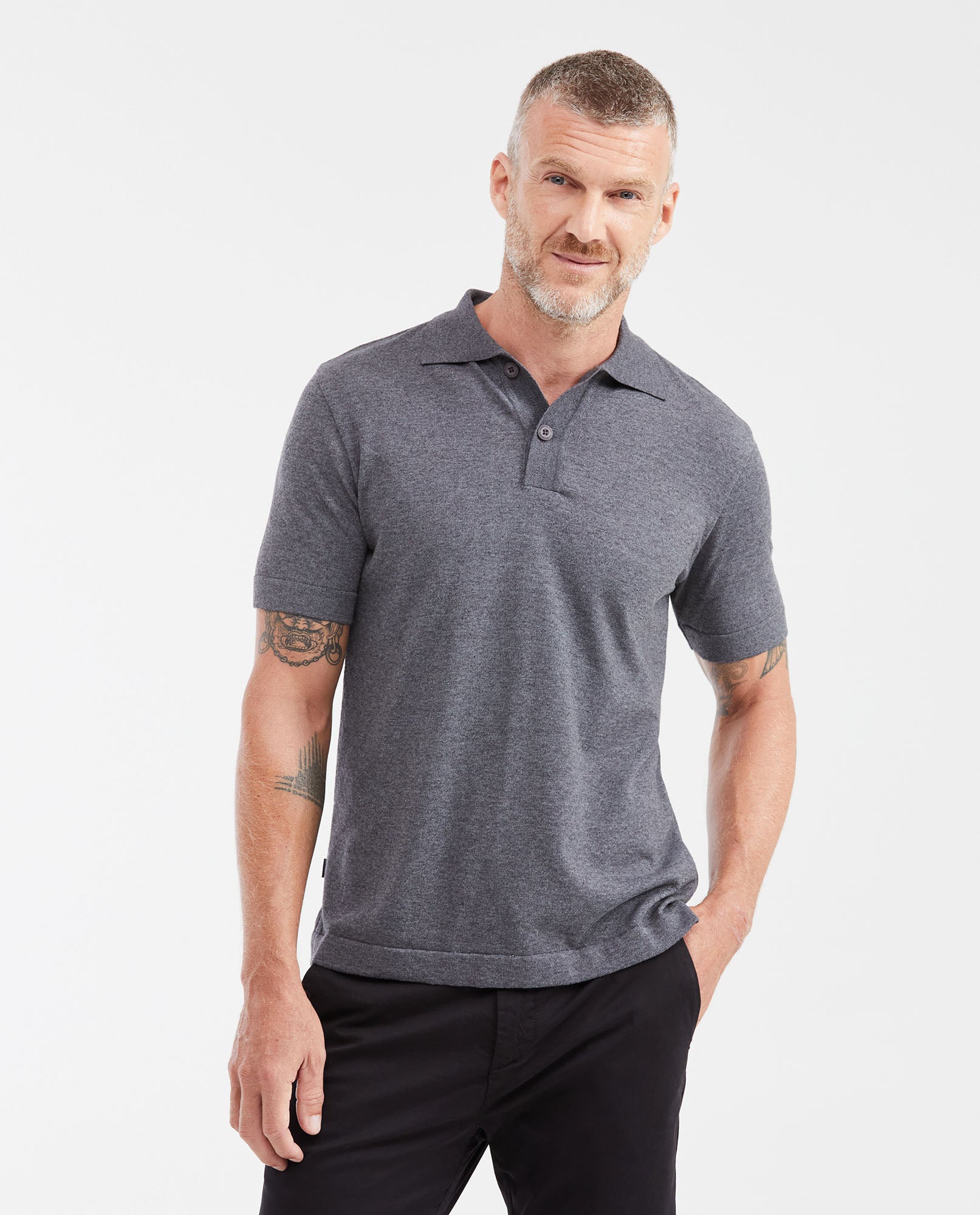 Men's Straight Fit Cotton-Polyester Knitted Polo with Full Fashion Construction - 1