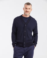Men's Cotton Mini-Cable V-Neck Cardigan with Full Fashion Construction - 1