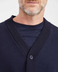 Men's Cotton Mini-Cable V-Neck Cardigan with Full Fashion Construction - 3