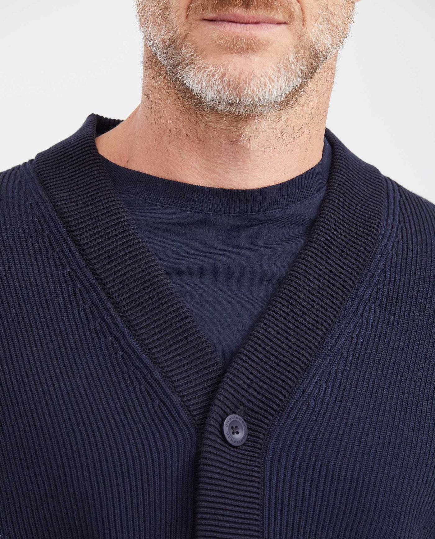 Men's Cotton Mini-Cable V-Neck Cardigan with Full Fashion Construction - 3