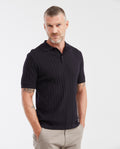 Men's 100% Cotton Ribbed Knit Full Fashion Polo Shirt - 1