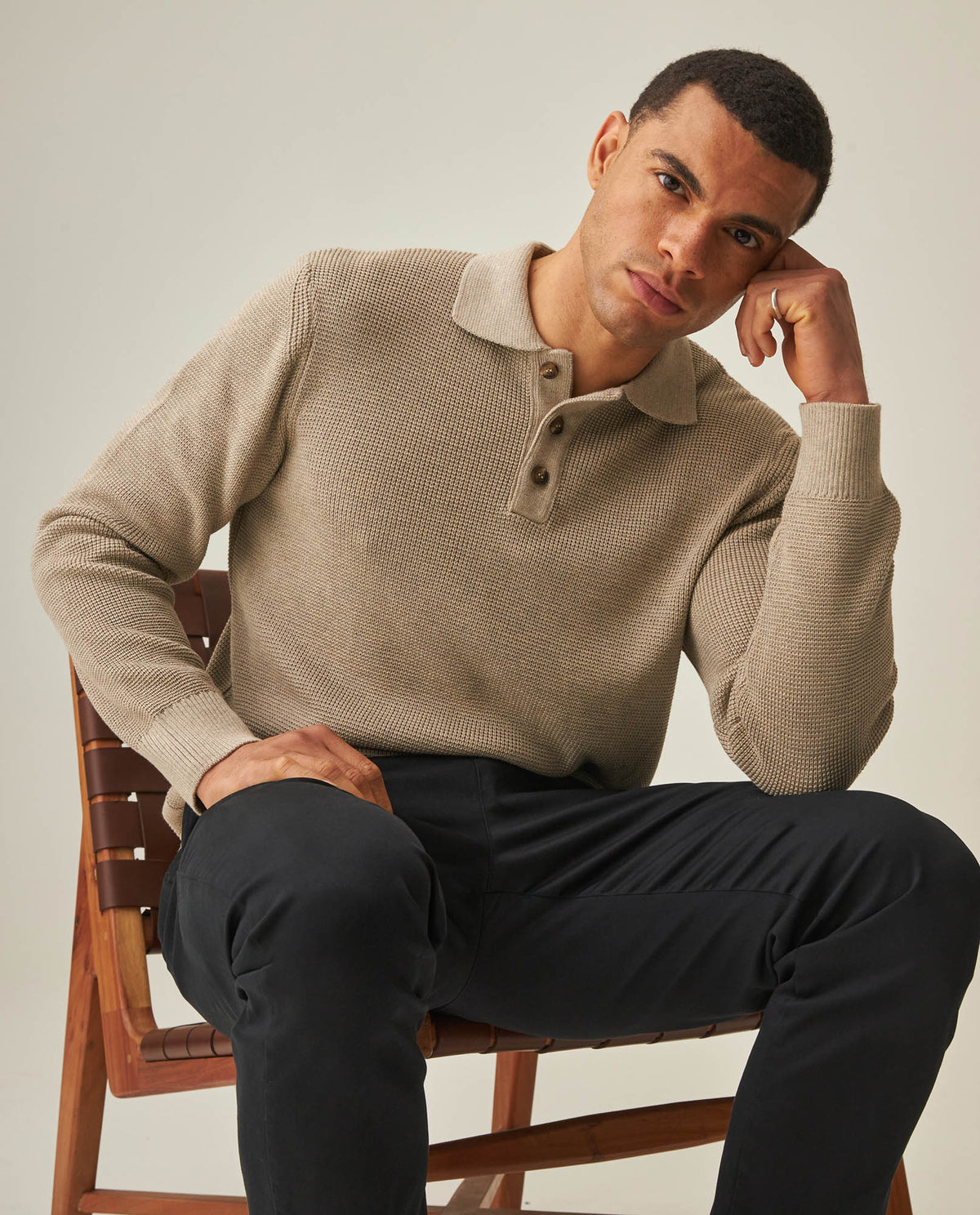 Men´s Polo Neck Sweater - Khaki 63_692H005_CAQ150309_0