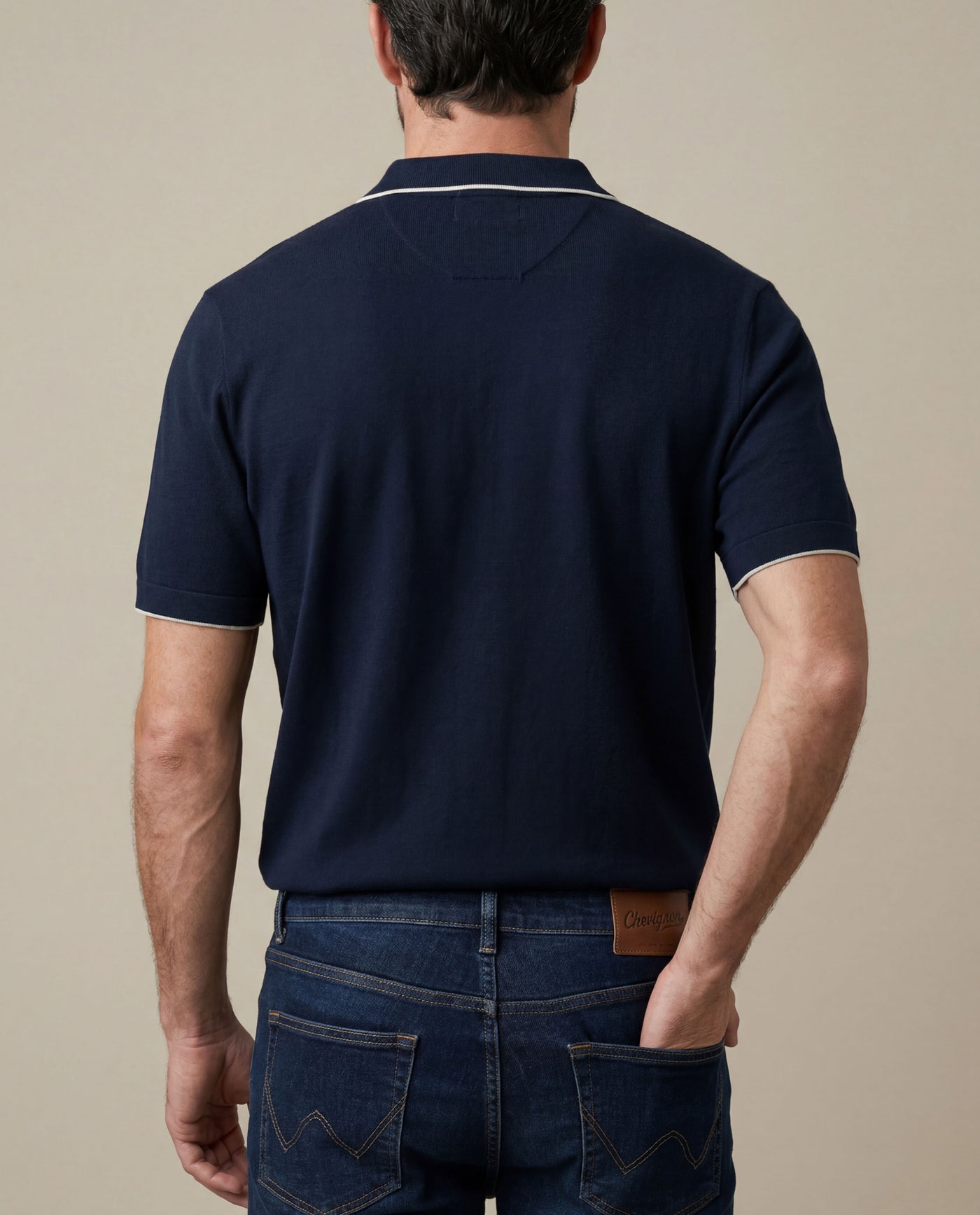 Men's Knit Polo Shirt - Blue 63_692H007_AZU194030_6