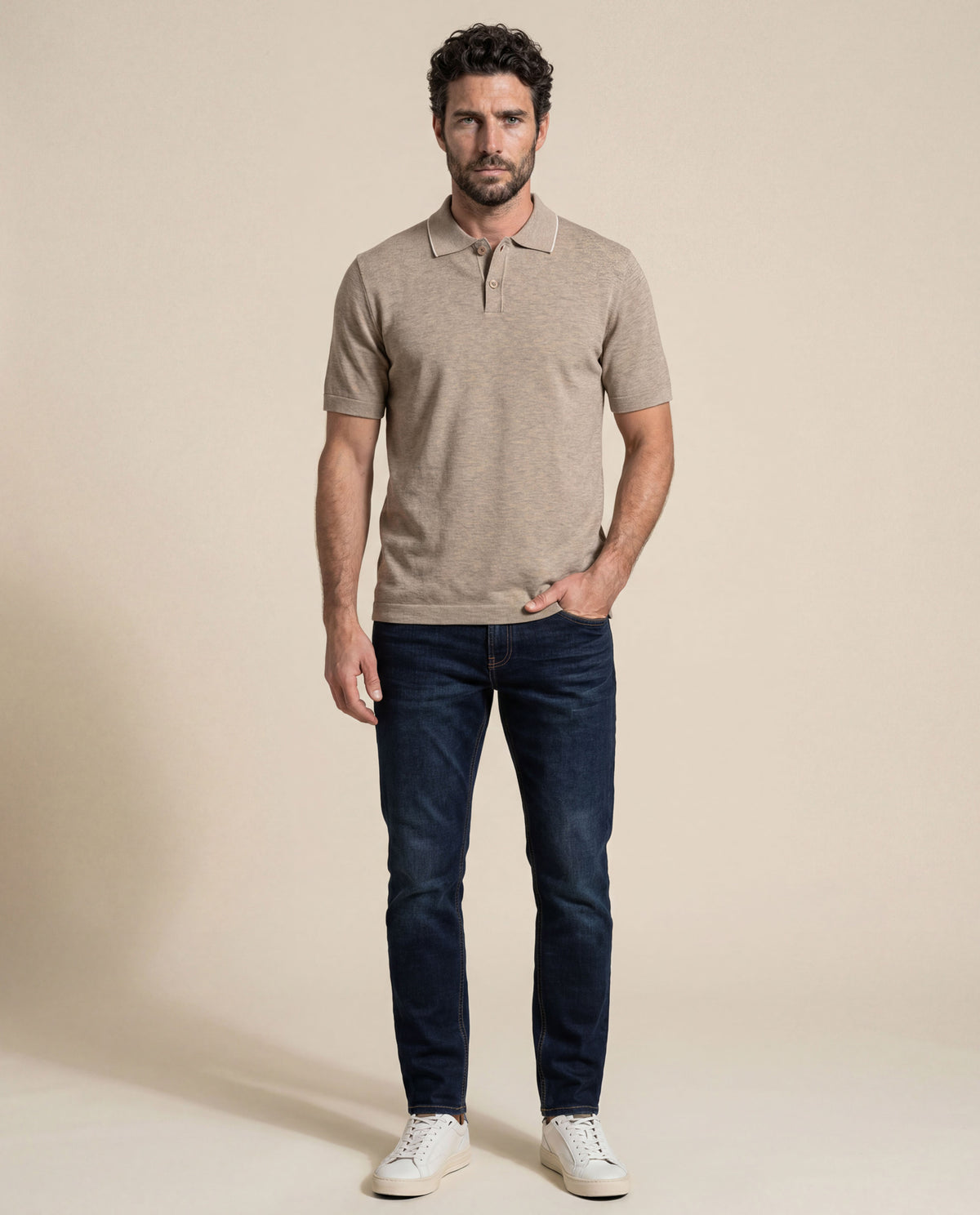 Men´s Knit Polo Shirt - Khaki 63_692H011_CAQ150309_4
