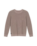 Men's Crewneck Waffle Knit Cotton Sweater - Brown 694G054 - 2