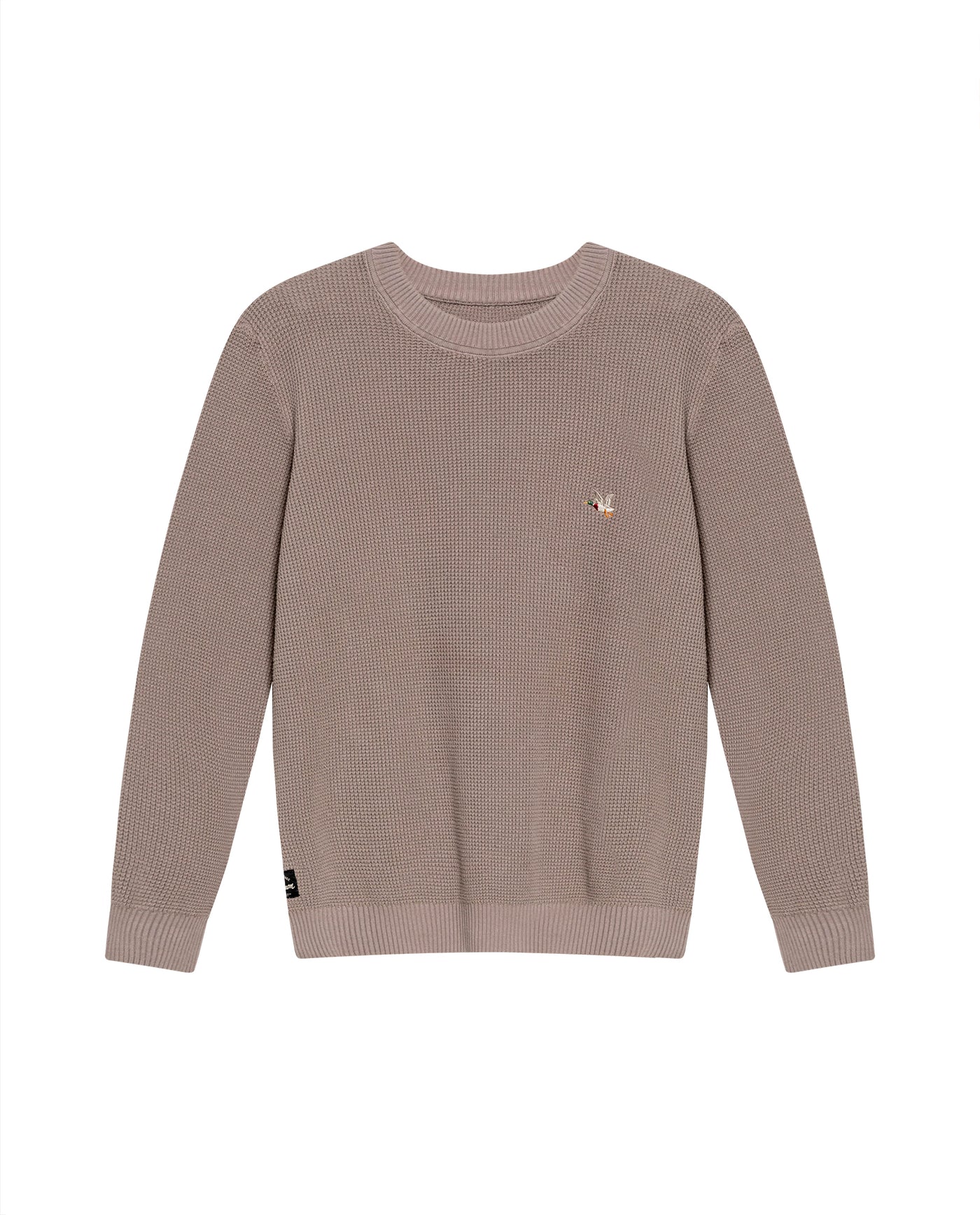 Men's Crewneck Waffle Knit Cotton Sweater - Brown 694G054 - 2
