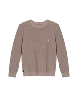 Men's Crewneck Waffle Knit Cotton Sweater - Brown 694G054 - 2