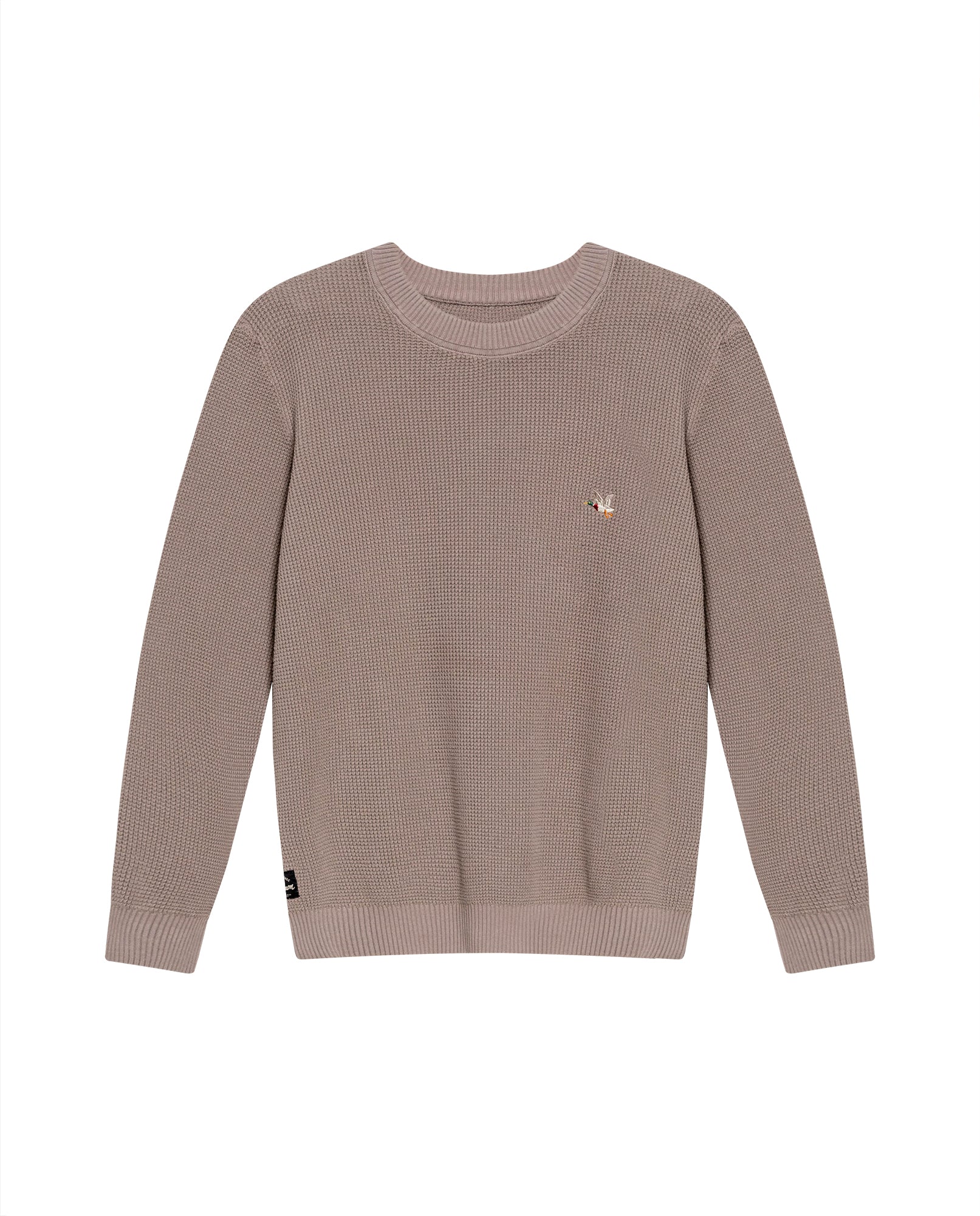 Men's Crewneck Waffle Knit Cotton Sweater - Brown 694G054 - 2
