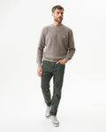 Men's Crewneck Waffle Knit Cotton Sweater - Brown 694G054 - 3