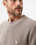 Men's Crewneck Waffle Knit Cotton Sweater - Brown 694G054 - 4