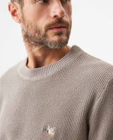 Men's Crewneck Waffle Knit Cotton Sweater - Brown 694G054 - 4