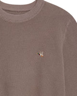 Men's Crewneck Waffle Knit Cotton Sweater - Brown 694G054 - 7