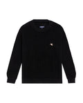 Men's Crewneck Waffle Knit Cotton Sweater - Black 694G054 - 2