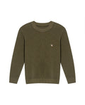 Men's Crewneck Waffle Knit Cotton Sweater - Green 694G054 - 2