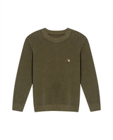 Men's Crewneck Waffle Knit Cotton Sweater - Green 694G054 - 2