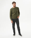 Men's Crewneck Waffle Knit Cotton Sweater - Green 694G054 - 3