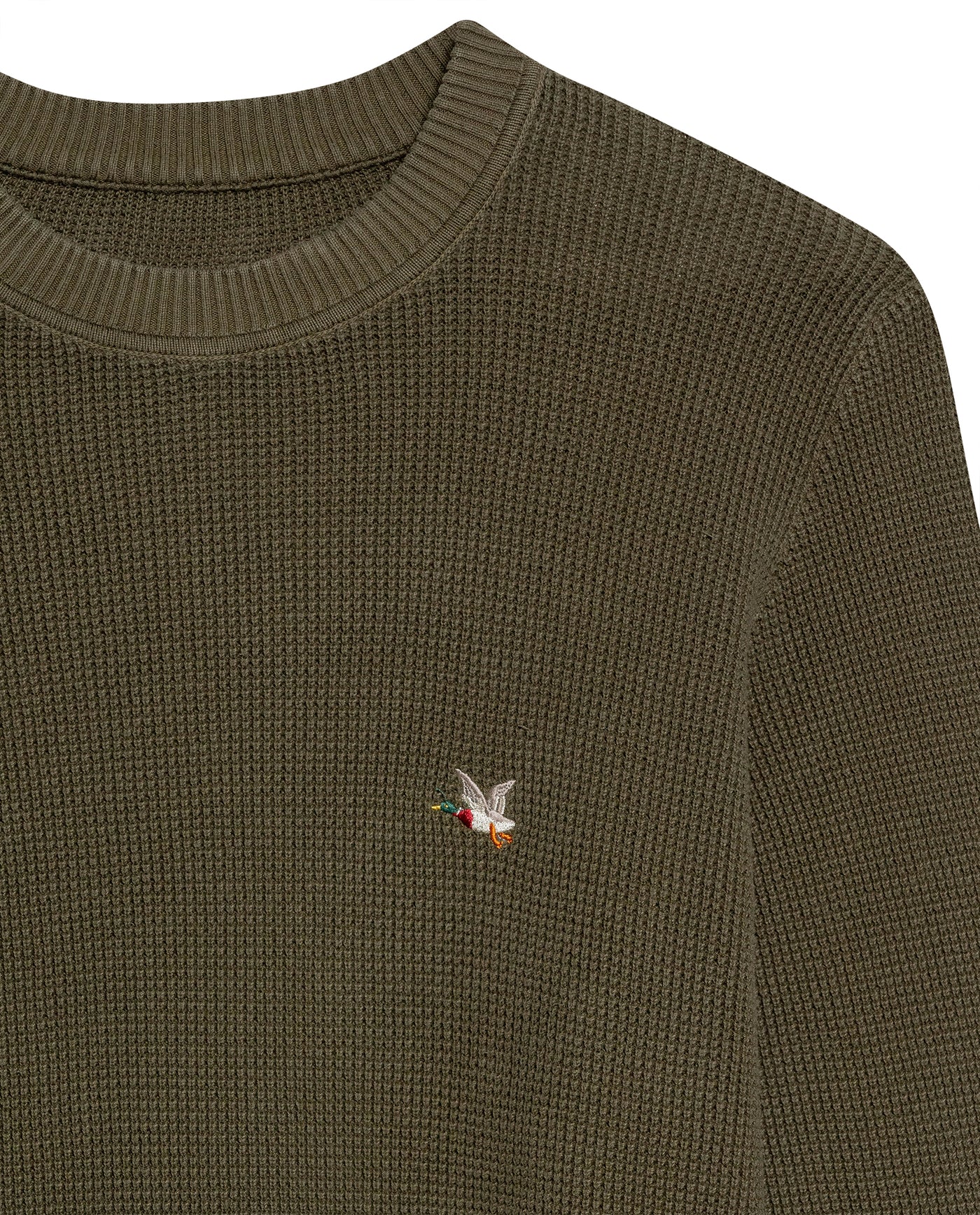 Men's Crewneck Waffle Knit Cotton Sweater - Green 694G054 - 7