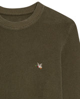 Men's Crewneck Waffle Knit Cotton Sweater - Green 694G054 - 7